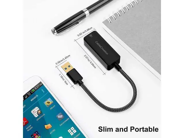 Alt view image 3 of 7 - USB to Ethernet Adapter, CableCreation USB 3.0 to 10/100/1000 Mbps Aluminum RJ45 LAN Network Adapter, Compatible with MacBook, Surface Pro, Laptop, PC, Windows, macOS and More