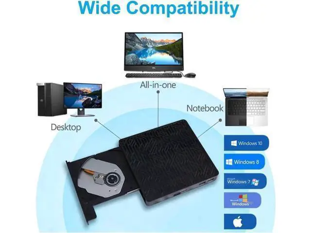 Alt view image 7 of 7 - USB 3.0&USB-C External CD DVD Drive,Multifunctional External CD/DVD +/- RW Burner Player Writer Support SD/TF Card/2 USB 3.0 Ports/Charging,Compatible with Mac OS/Windows/MacBook/Laptop/Desktop-Black