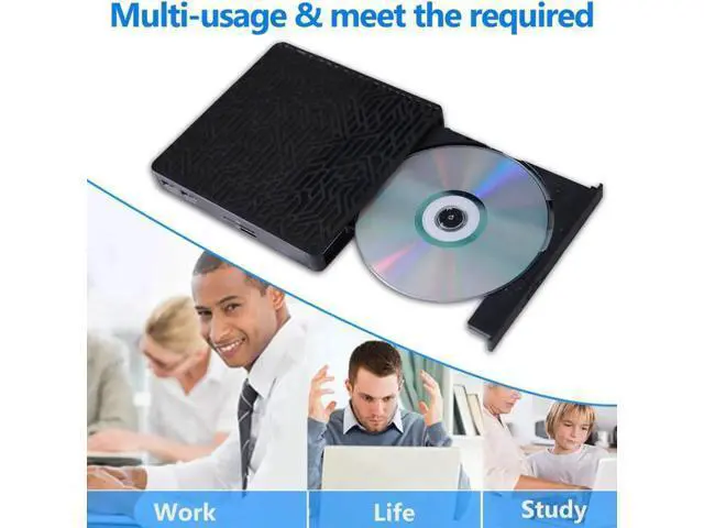 Alt view image 6 of 7 - USB 3.0&USB-C External CD DVD Drive,Multifunctional External CD/DVD +/- RW Burner Player Writer Support SD/TF Card/2 USB 3.0 Ports/Charging,Compatible with Mac OS/Windows/MacBook/Laptop/Desktop-Black