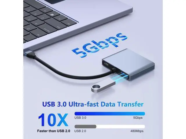 Alt view image 3 of 7 - USB C to Dual HDMI Adapter, HDMI Splitter for Dual Monitors Support C to 2 HD Splitter Extended Display for Type C Devices, MacOS only Mirrors Same Screen(SST), Windows Extend Two Different Screen