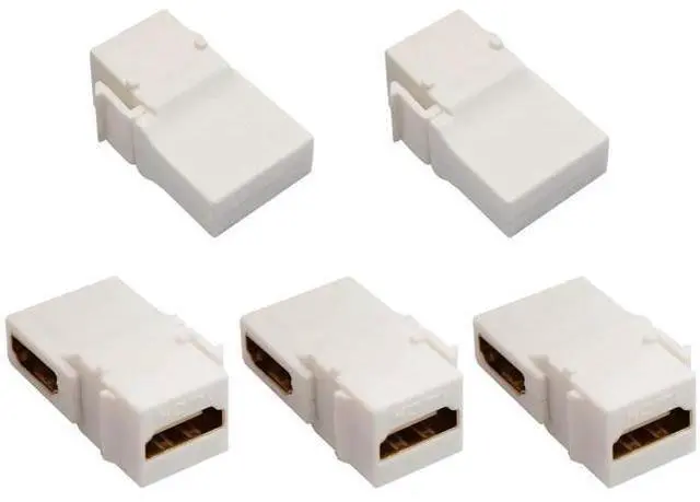 Main image of 90 Degree HDMI Keystone Adapter Gold Plated Right Angle HDMI Female to Female Keystone Jack Insert 3D 4K 60HZ Coupler Adapter for Wall Plate (White/5 Pack)