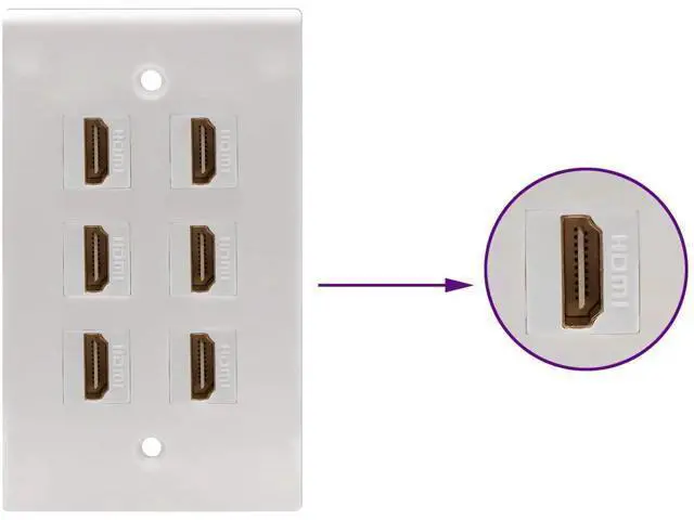 Alt view image 5 of 7 - 90 Degree HDMI Keystone Adapter Gold Plated Right Angle HDMI Female to Female Keystone Jack Insert 3D 4K 60HZ Coupler Adapter for Wall Plate (White/5 Pack)