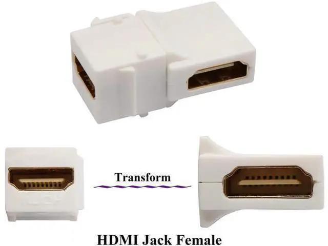 Alt view image 6 of 7 - 90 Degree HDMI Keystone Adapter Gold Plated Right Angle HDMI Female to Female Keystone Jack Insert 3D 4K 60HZ Coupler Adapter for Wall Plate (White/5 Pack)