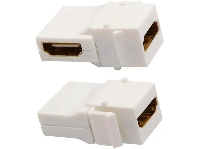 Alt view image 7 of 7 - 90 Degree HDMI Keystone Adapter Gold Plated Right Angle HDMI Female to Female Keystone Jack Insert 3D 4K 60HZ Coupler Adapter for Wall Plate (White/5 Pack)