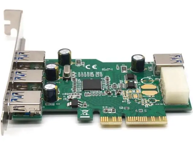 Alt view image 2 of 7 - EU309A 4 Port USB3.0 5Gb Super Speed PCI Express Controller Card Chipset for Eton EJ198