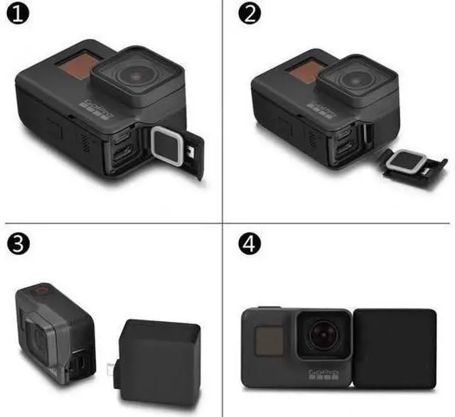 Alt view image 5 of 7 - Extended Battery for GoPro 5 GoPro 6 Hero (2018 ) Extra Battery with Shockproof Protective Frame Housing Case Cover Shell with Side Power Bank for GoPro Here 5 Hero 6 Hero (2018 ) Black