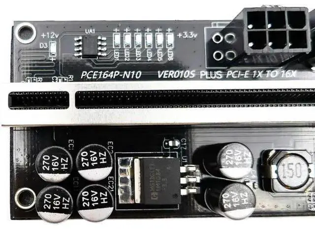 Alt view image 2 of 7 - 6pcs Riser 010 USB 3.0 PCIE Riser PCI Express X16 Extender Adapter 010S Plus GPU Riser Card SATA 15pin to 6pin Power Marquee LED