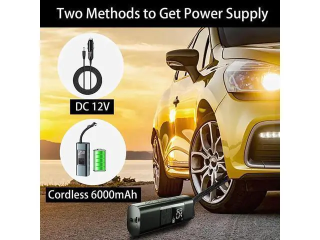 Alt view image 2 of 7 - Tire Inflator Portable Air Compressor for Car Tires 12 Volt Electric Car Air Pump Rechargeable 6000mA 140PSI Tire inflator Pump with Pressure Gauge Auto-Off for Car Bike Balls, Power Bank SOS