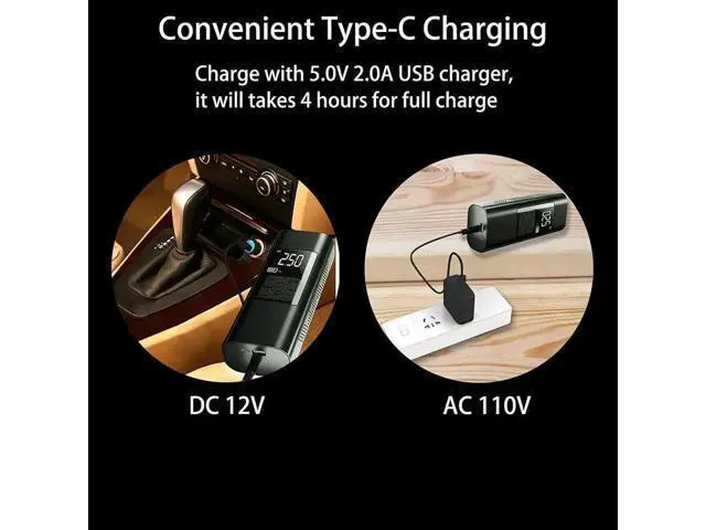 Alt view image 6 of 7 - Tire Inflator Portable Air Compressor for Car Tires 12 Volt Electric Car Air Pump Rechargeable 6000mA 140PSI Tire inflator Pump with Pressure Gauge Auto-Off for Car Bike Balls, Power Bank SOS