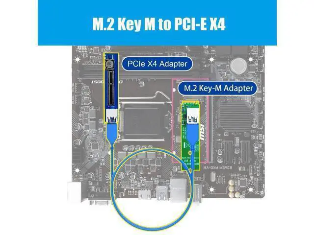 Alt view image 5 of 7 - Aomoproing UEX108 600mm M.2 to PCIe X4 Riser Cable (PCIe 3.0 X1 Speed),for PCIe WiFi Card, M.2 PCIe Card, USB PCIe Card, Sound Card, etc