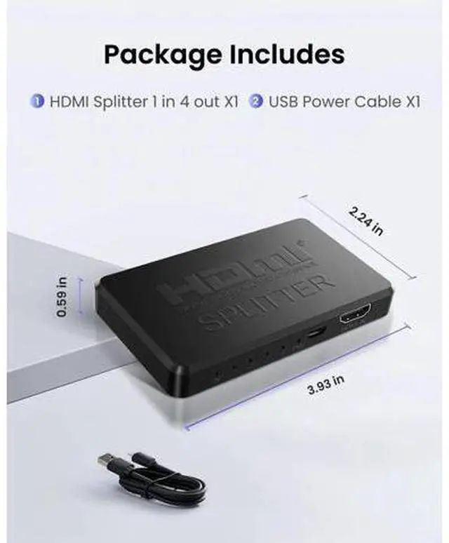 Alt view image 6 of 14 - Aomoproing HDMI Splitter 1 in 4 Out Support Duplicate/Mirror 1 Source Screen to 4 HDM-I Display Devices(Not Extend), 4 Port Hdmi Splitters for 3D,1080P, UHD TV(Not Include HDMI Cable)