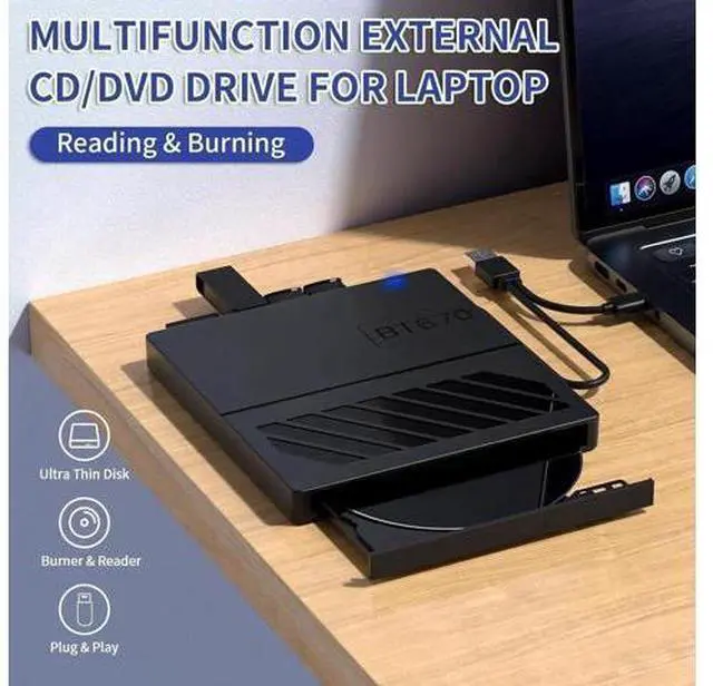 Alt view image 4 of 7 - External CD DVD Drive, 7 in 1 USB 3.0 Type-C DVD Drive, Portable External DVD Burner, External CD/DVD Optical Drive with SD/TF Card Reader & 4 USB A Ports for Linux/Mac OS/Windows 7/8/10/11