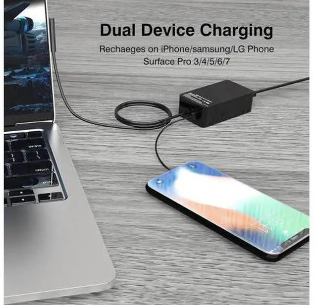 Alt view image 5 of 6 - Surface Pro Charger 65W for Surface Pro 3/4/5/6/7/8/9/X Power Supply Adapter, Compatible for Both Microsoft Surface Book Laptop/TabletWorks with 65W&44W&36W&24W