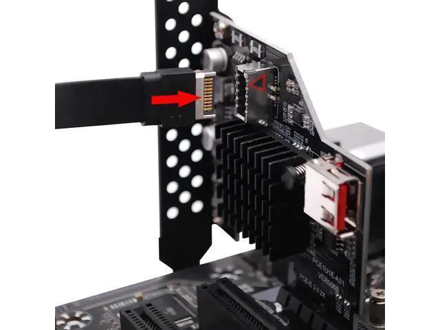 Alt view image 2 of 7 - PCI-E to Type E Express Card, USB 3.1 Front Type-E Expansion Card PCI-E 2X Interface, USB 3.1 GEN2 10Gbps Type-E 20PIN Expansion Card for Desktop PCS (ASM3142)