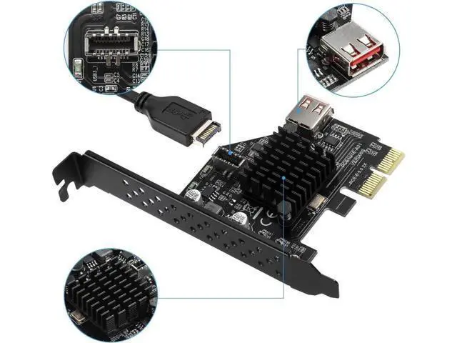 Alt view image 3 of 7 - PCI-E to Type E Express Card, USB 3.1 Front Type-E Expansion Card PCI-E 2X Interface, USB 3.1 GEN2 10Gbps Type-E 20PIN Expansion Card for Desktop PCS (ASM3142)
