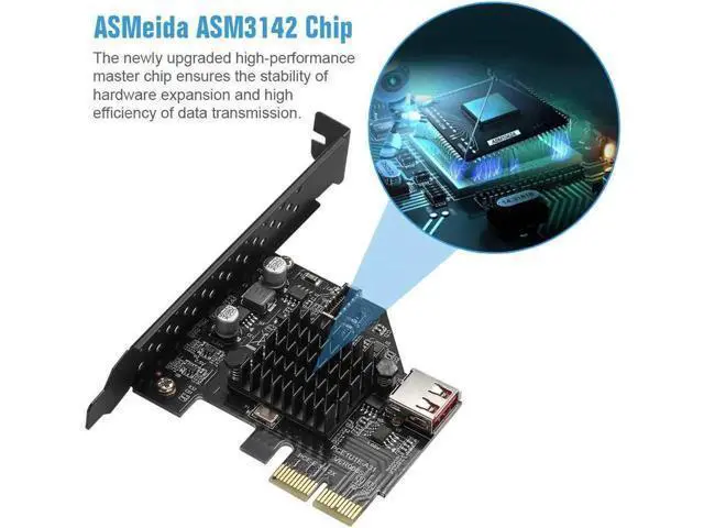 Alt view image 6 of 7 - PCI-E to Type E Express Card, USB 3.1 Front Type-E Expansion Card PCI-E 2X Interface, USB 3.1 GEN2 10Gbps Type-E 20PIN Expansion Card for Desktop PCS (ASM3142)