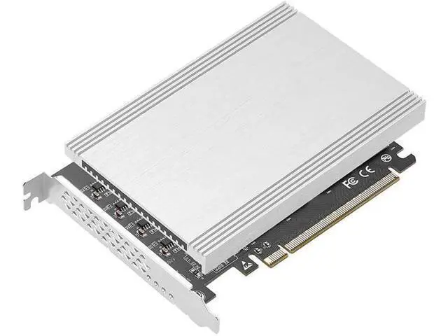 Alt view image 4 of 7 - Quad M.2 PCIe 4.0 / PCIe 3.0 X16 Expansion Card with Heatsink, Support 4 x PCIe NVME M.2 SSD, RAID-on-CPU (VROC) in Intel Platform and PCIe 4.0 RAID in AMD Platform, M/B PCIe Bifurcation is Required