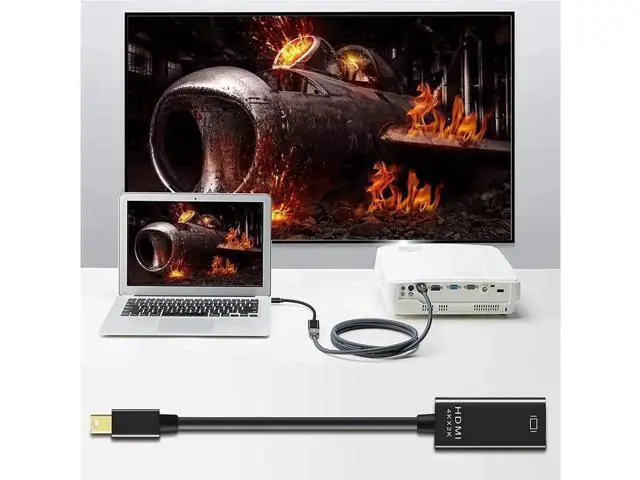 Alt view image 2 of 7 - AOMOPROING Pasow Mini DisplayPort to HDMI Adapter, Mini DP Thunderbolt to HDMI Converter 4K Compatible for MacBook Air / Pro,UHD Monitor / TV / Projector (Black)