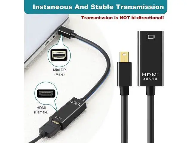 Alt view image 4 of 7 - AOMOPROING Pasow Mini DisplayPort to HDMI Adapter, Mini DP Thunderbolt to HDMI Converter 4K Compatible for MacBook Air / Pro,UHD Monitor / TV / Projector (Black)