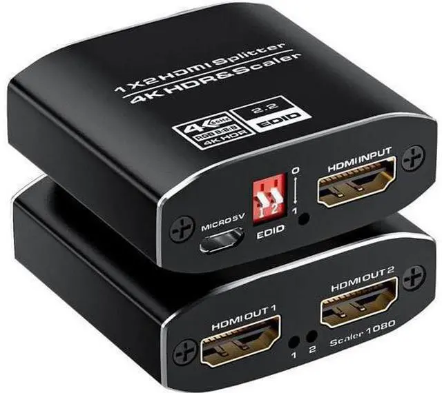 Main image of AOMOPROING 1x2 HDMI Splitter, HDR 4K@60Hz HDMI spliter 1 in 2 Out, Supports HDMI 2.0, HDCP 2.2, Mirror Screen Monitors Supports EDID Control for Xbox PS3/4/5 PC DVD Fire Stick Blu-Ray Player TV