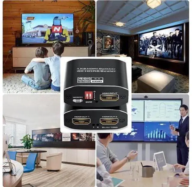 Alt view image 6 of 7 - AOMOPROING 1x2 HDMI Splitter, HDR 4K@60Hz HDMI spliter 1 in 2 Out, Supports HDMI 2.0, HDCP 2.2, Mirror Screen Monitors Supports EDID Control for Xbox PS3/4/5 PC DVD Fire Stick Blu-Ray Player TV
