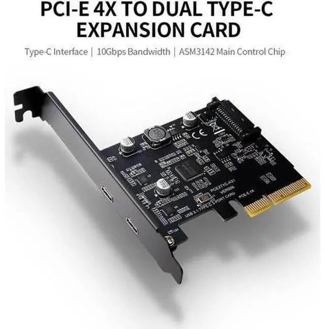 Main image of SuperSpeed USB 3.1 PCI-Express Card with Dual Reversible Type-C Ports 5V 15Pin Connector Gen 2 10 Gbps PCI Express Card 10Gbps