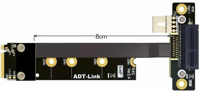 Alt view image 2 of 4 - 8G/bps PCIE x1 pci-e 1x 3.0 TO M.2 NGFF NVMe key M Riser Adapter Card Extension Ribbon Cable M2 key-M 1 Pci-express