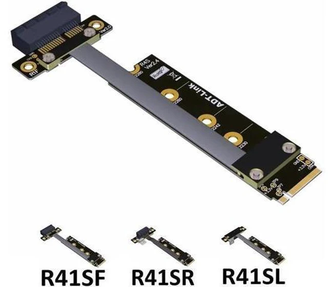 Alt view image 3 of 4 - 8G/bps PCIE x1 pci-e 1x 3.0 TO M.2 NGFF NVMe key M Riser Adapter Card Extension Ribbon Cable M2 key-M 1 Pci-express