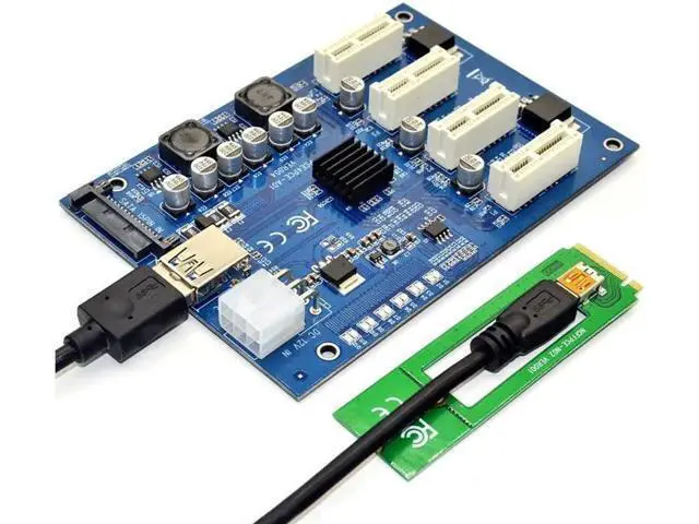Alt view image 5 of 6 - M.2 NGFF PCIE PCI Express Extender Riser Card Adapter 4 PCI-E slot adapter PCIe Port Multiplier M2 Card For Mining