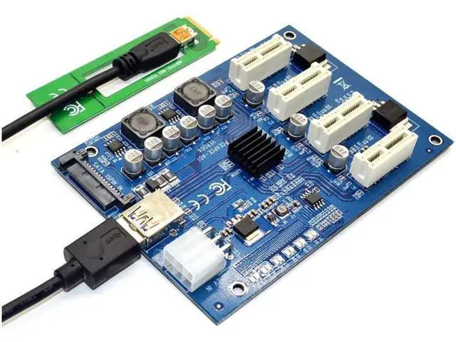 Alt view image 6 of 6 - M.2 NGFF PCIE PCI Express Extender Riser Card Adapter 4 PCI-E slot adapter PCIe Port Multiplier M2 Card For Mining