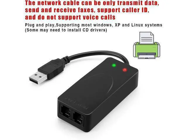 Alt view image 3 of 7 - USB 56K Voice Fax Data External V.90 V.92 Modem With Dual Ports, Compatible With Windows 98SE/2000/ME/XP/Vista/Win 7/Win 8/Win 10 Support Auto-Dial, Tone and Pulse Dialing, Auto Answer, Auto Retrain