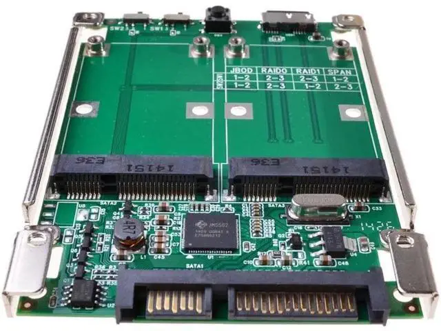 Alt view image 3 of 5 - 2.5" SATA III to dual mini SATA USB 3.0 to 2 mSATA SSD Raid controller card Converter with cable