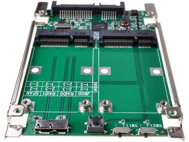 Alt view image 5 of 5 - 2.5" SATA III to dual mini SATA USB 3.0 to 2 mSATA SSD Raid controller card Converter with cable