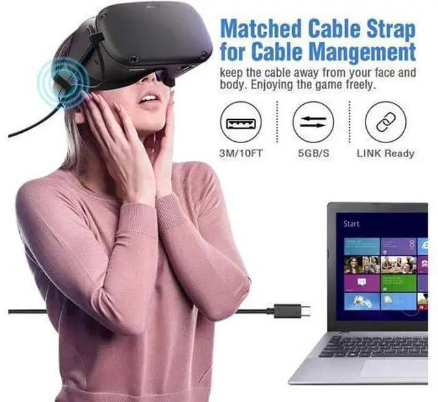 Alt view image 3 of 7 - USB C to USB Type-C Charge Cable 16.4ft, Super Speed Data Transfer Cable for Oculus Quest Link VR Quick Charge Cable for Phone Tablet Oculus Link Headset Cable ( 16.4feet/ 5m)