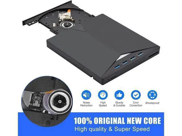 Alt view image 2 of 7 - External CD DVD Drive, 7-in-1 Optical External CD/DVD Burner with 4 USB 3.0 Ports SD/TF Reader, USB 3.0 Type C CD DVD ROM +/-RW Player for Laptop for M-a-c-book Windows 10/ 8/7 Linux OS