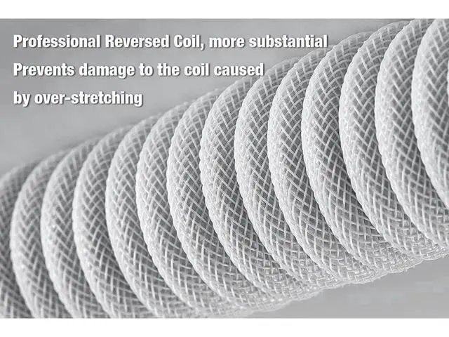 Alt view image 4 of 4 - Aomoproing Custom Coiled USB C Cable for Gaming Keyboard, Double-Sleeved Mechanical Keyboard Cable with Detachable Metal Aviator, 1.5M USB-C to USB-A, White Color
