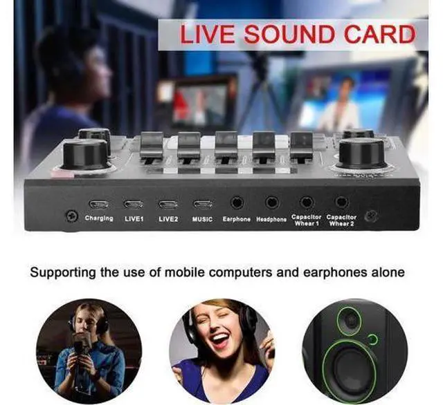 Alt view image 4 of 7 - V9 Audio Sound Card 3.5mm Microphone Headset Live Broadcast Studio Phone Computer Sound Adapter for Phone Computer