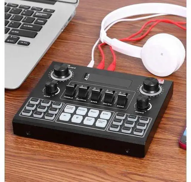 Alt view image 7 of 7 - V9 Audio Sound Card 3.5mm Microphone Headset Live Broadcast Studio Phone Computer Sound Adapter for Phone Computer