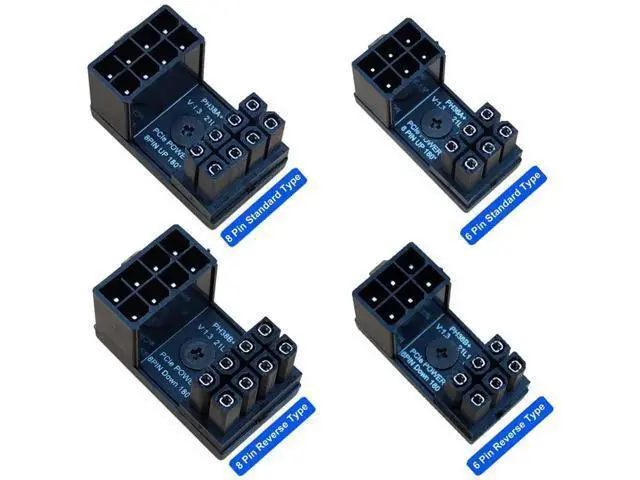 Alt view image 3 of 4 - Aomoproing 8 Pin 6 Pin 180 Degree Adapter, GPU VGA PCIe 8 Pin 6 Pin U Turn 180 Degree Angle Connector Power Adapter Board for Desktop Graphics Card 4pcs