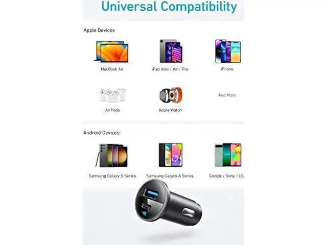 Alt view image 4 of 6 - USB C Car Charger Adapter, Anker 52.5W Cigarette Lighter USB Charger, 323 Anker Car Charger with 30W PowerIQ 3.0 Fast Charging for iPhone 15/15 Plus/15 Pro/15 Pro Max, Galaxy S23/22, Pixel