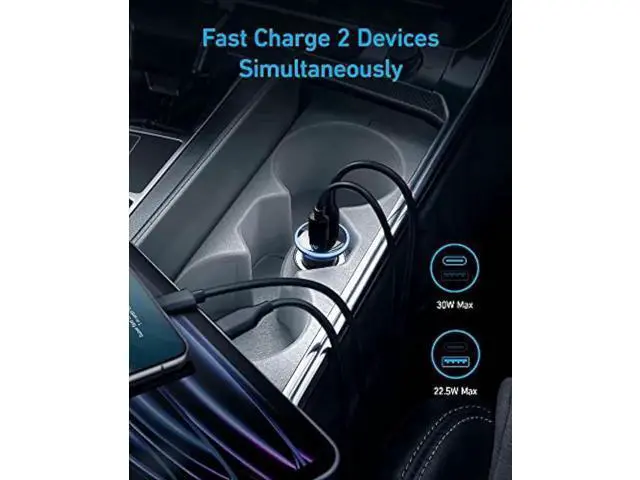 Alt view image 5 of 6 - USB C Car Charger Adapter, Anker 52.5W Cigarette Lighter USB Charger, 323 Anker Car Charger with 30W PowerIQ 3.0 Fast Charging for iPhone 15/15 Plus/15 Pro/15 Pro Max, Galaxy S23/22, Pixel