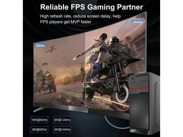Alt view image 4 of 6 - AOMOPROING 16K Displayport to Display Port 2.1 6.6FT, 40Gbps Display Cord, 4K Video Monitor Cable Support 8K@120Hz 4K@240Hz HDR/eARC/FreeSync/G-Sync Connecting PC/Computer/Gaming/Graphics Card