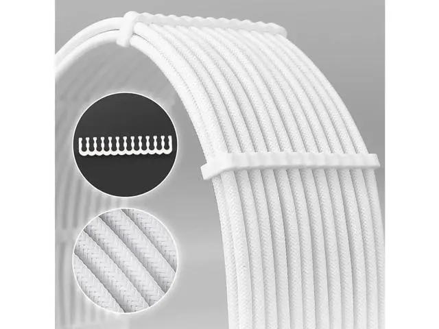 Alt view image 3 of 7 - PSU Cables, Sleeved Cable Extension Kit /24pin ATX /4+4pin EPS /8-pin PCI-E /6pin PCI-E PSU Extension Cable Kit 30cm Length with Combs, White ConnectorWhite