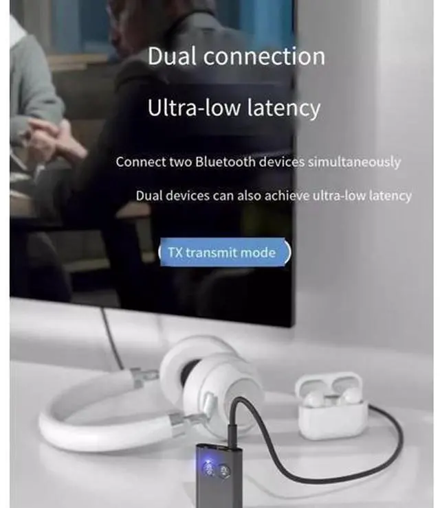 Alt view image 3 of 7 - Lossless Bluetooth 5.2 audio receiver and transmitter one-to-two support APTX 2-in-1 ultra-long battery life USB
