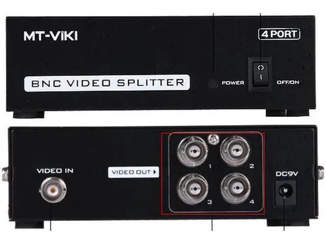 Alt view image 4 of 7 - 4 ports BNC video splitter 1 in 4 out security surveillance camera HD analog video splitter with power MT-104BC
