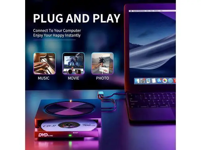 Alt view image 5 of 7 - External CD/DVD Drive for Laptop, 5 in 1 Portable DVD Player DVD Reader Writer ROM Drive, USB 3.0 CD Burner External Disk Drive Compatible with Laptop Desktop,Windows 11/10/8/7 Linux MacOS