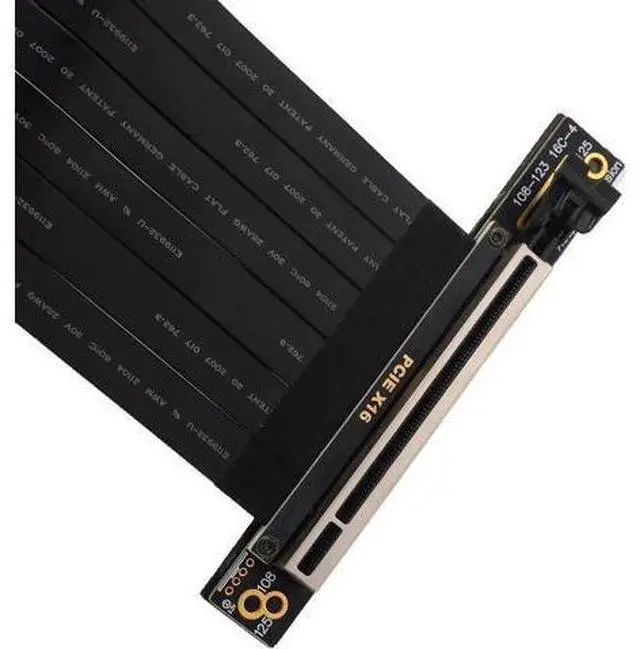 Alt view image 3 of 7 - PCI Express 3.0 Double 90 Degree Right Angle PCIe 3.0 x16 x16 Extension Cable 16x Riser Ribbon Extender For Graphics Vertical