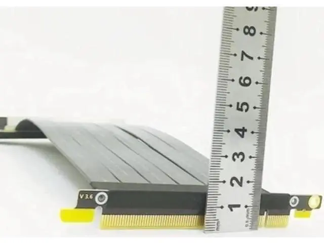 Alt view image 4 of 7 - PCI Express 3.0 Double 90 Degree Right Angle PCIe 3.0 x16 x16 Extension Cable 16x Riser Ribbon Extender For Graphics Vertical