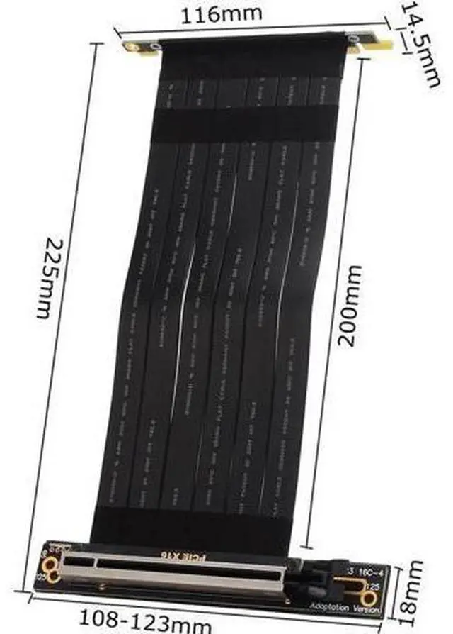 Alt view image 7 of 7 - PCI Express 3.0 Double 90 Degree Right Angle PCIe 3.0 x16 x16 Extension Cable 16x Riser Ribbon Extender For Graphics Vertical