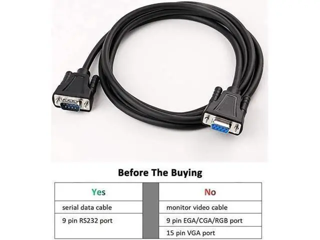 Alt view image 4 of 7 - DB9 RS232 Serial Cable Male to Female Extension Null Modem Cord Cross TXRX line for Data Communication 6 Feet Black